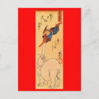 Elefante atrapando un Tengu volador. Años 1800