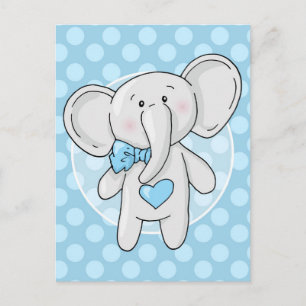 Postal Elefante Azul - Bebé Cute