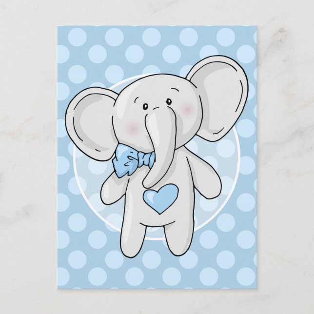 Postal Elefante Azul - Bebé Cute (Anverso)
