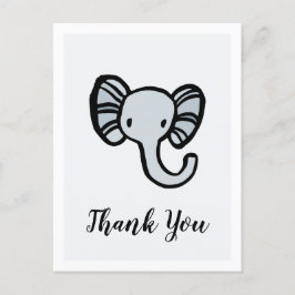 Postal elefante azul lindo Ducha bebé Gracias