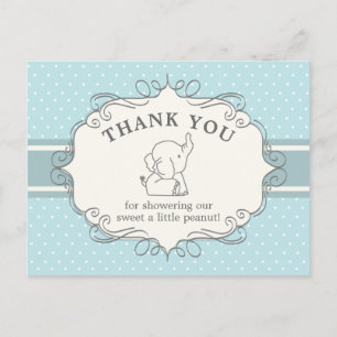 Postal Elefante Bebé Adorable   Agradecimiento por Baby S