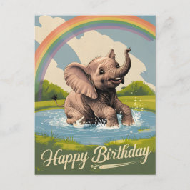 Postal Elefante Bebé Feliz Cumpleaños Niños