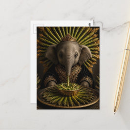 Postal Elefante bebé y el espárrago