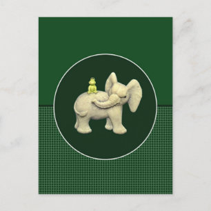 Postal Elefante bebé y rana