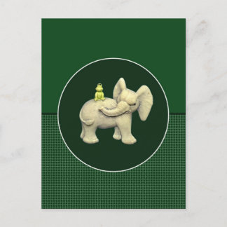 Postal Elefante bebé y rana