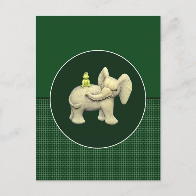 Postal Elefante bebé y rana (Anverso)