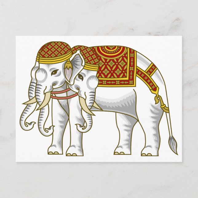 Postal Elefante blanco Erawan tailandés (Anverso)