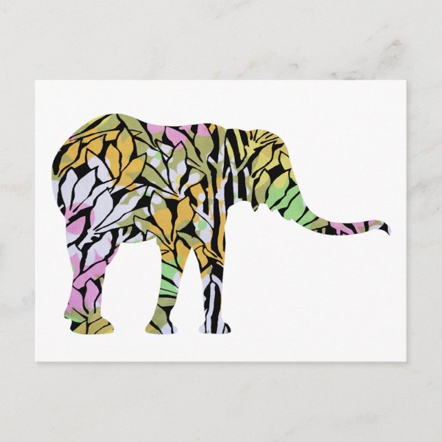 Postal Elefante colorido (Anverso)