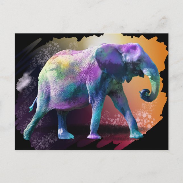 Postal Elefante colorido (Anverso)