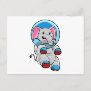 Postal Elefante como astronauta en esfera de vidrio