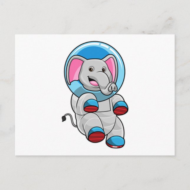 Postal Elefante como astronauta en la esfera del vidrio (Anverso)