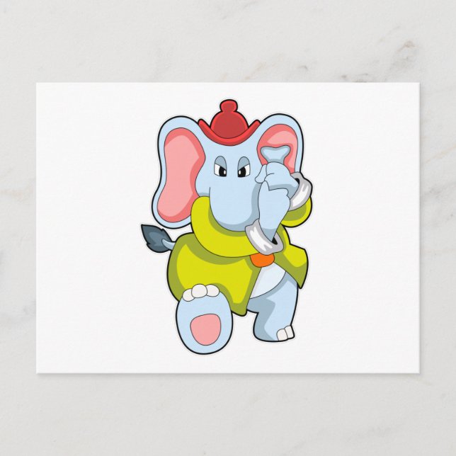 Postal Elefante como bombero con protectores (Anverso)