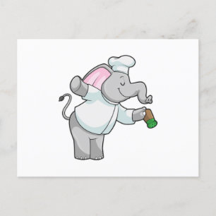 Postal Elefante como chef con agitador de sal