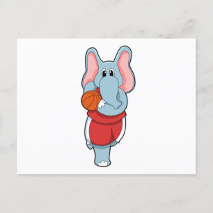 Postal Elefante como jugador de baloncesto con balón de b