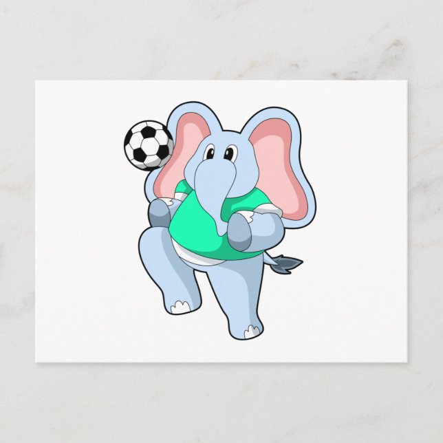 Postal Elefante como jugador de fútbol con balón.PNG (Anverso)