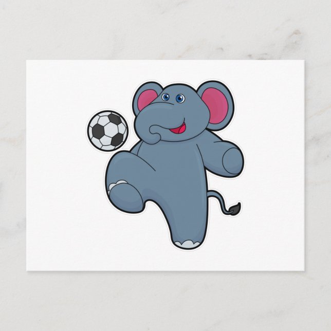 Postal Elefante como jugador de fútbol con pelota de fútb (Anverso)