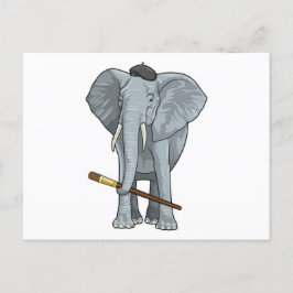 Postal Elefante como pintor con pincel