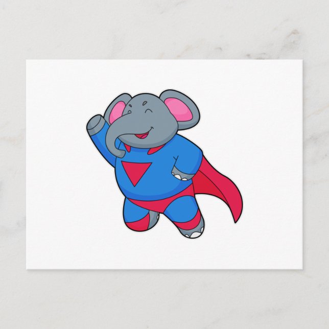 Postal Elefante como superhéroe (Anverso)