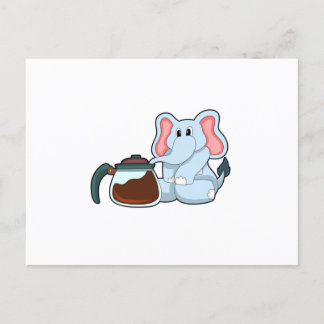 Postal Elefante con cafetera