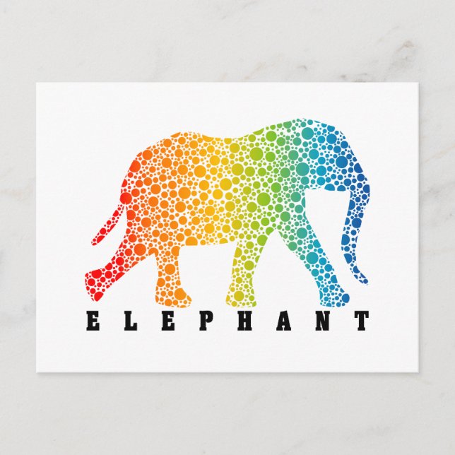 Postal Elefante con colores (Anverso)