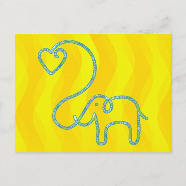 Postal ELEFANTE con corazón (Anverso)