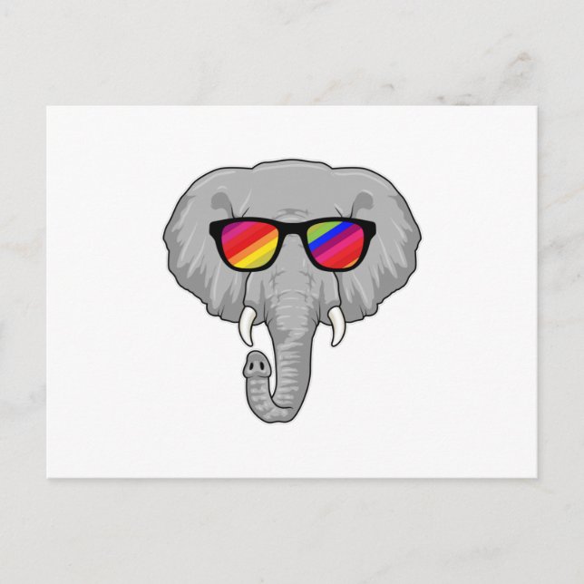 Postal Elefante con gafas de sol (Anverso)