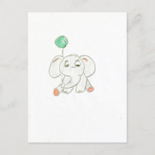 Postal Elefante con globo