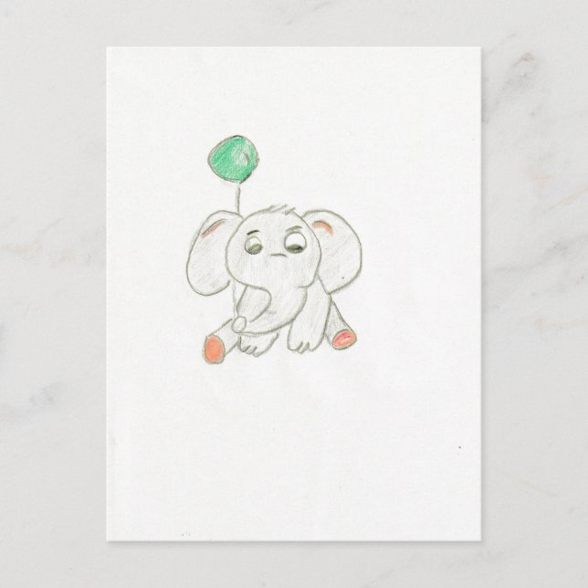 Postal Elefante con globo (Anverso)
