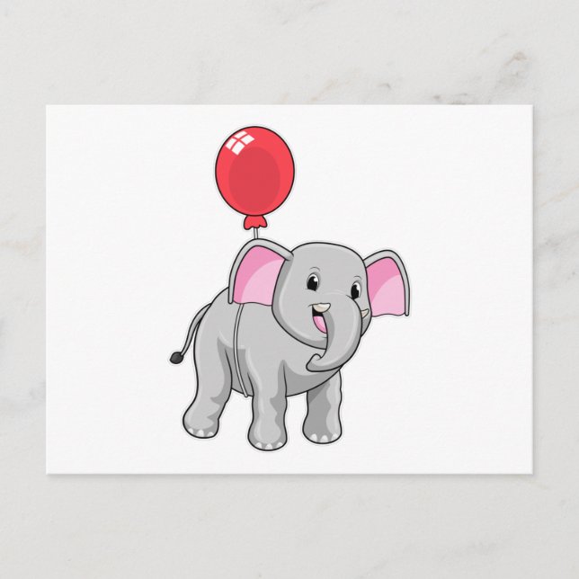 Postal Elefante con globo (Anverso)