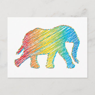 Postal Elefante con líneas