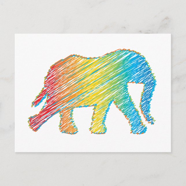 Postal Elefante con líneas (Anverso)