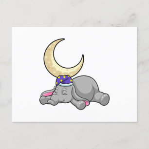 Postal Elefante con luna