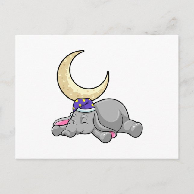 Postal Elefante con luna (Anverso)
