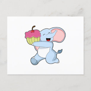 Postal Elefante con pastel