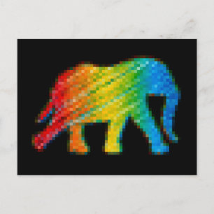 Postal Elefante con píxeles