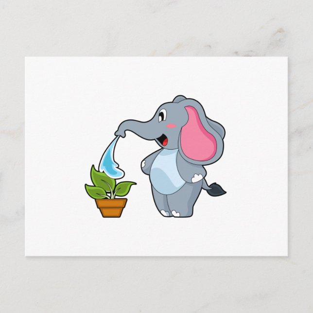 Postal Elefante con planta (Anverso)