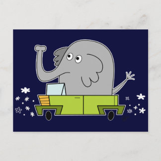 Postal Elefante conduciendo un auto - PostCard