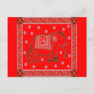 Postal Elefante de arte hindi