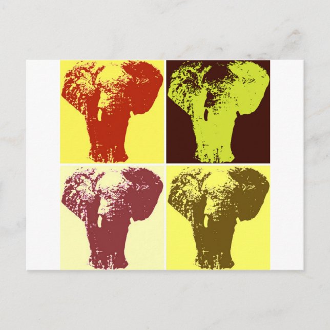 Postal Elefante de arte pop (Anverso)
