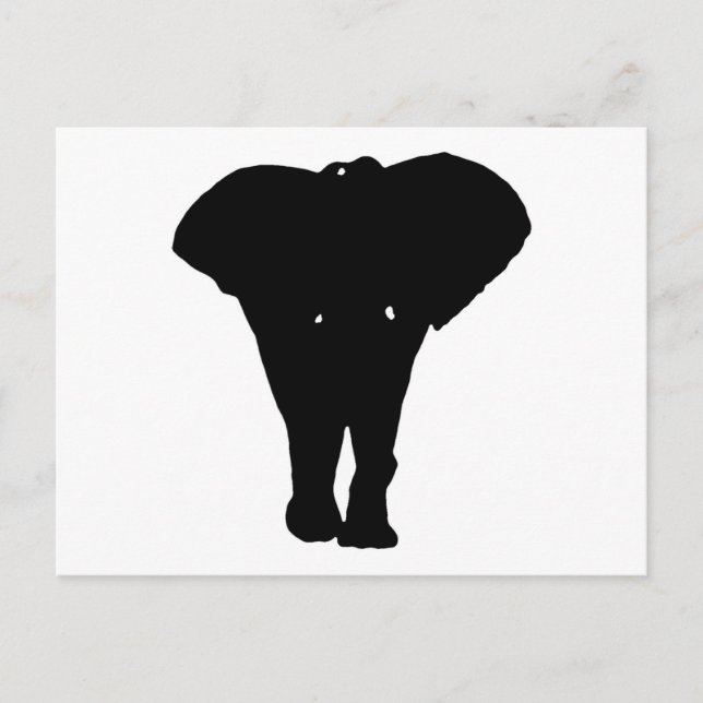 Postal Elefante de arte pop blanco y negro (Anverso)