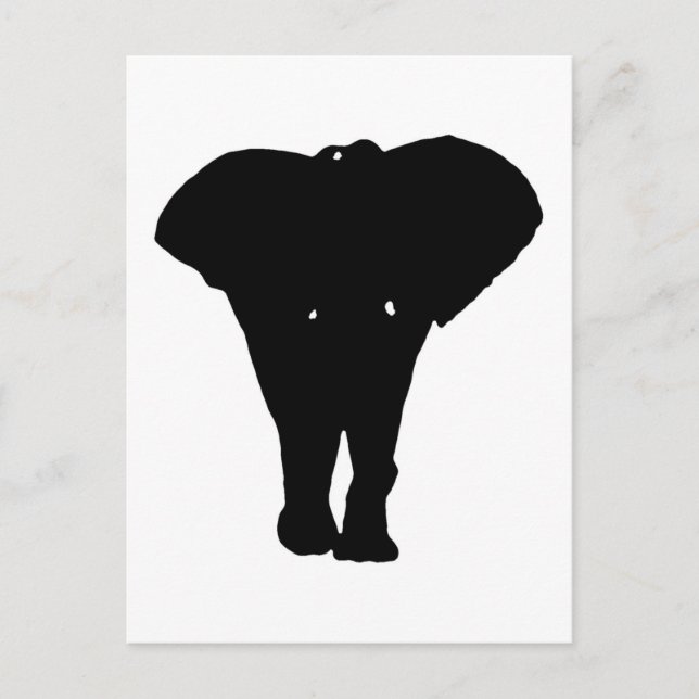 Postal Elefante de arte pop blanco y negro (Anverso)