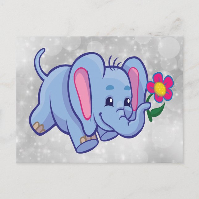 Postal Elefante de dibujos animados lindo (Anverso)