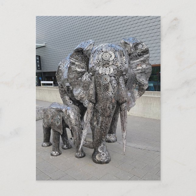 Postal Elefante de escultura (Anverso)
