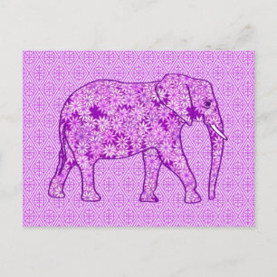Postal elefante de flores - ametismo morado
