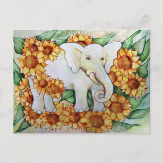 Postal Elefante de girasol