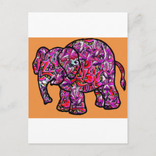 Postal elefante de graffiti vívido