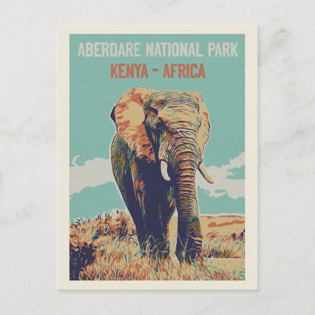 Postal Elefante de Kenia, Parque Nacional Aberdare (Anverso)