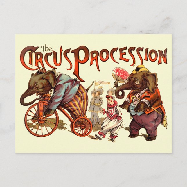 Postal Elefante de la procesión del circo (Anverso)