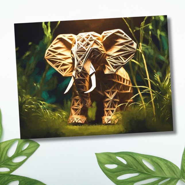 Postal Elefante de Origami de Madera (Subido por el creador)
