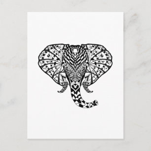 Postal Elefante de patrón étnico